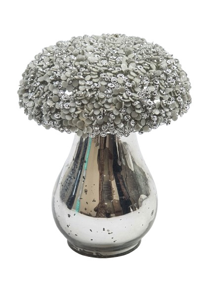 Pilz DIAMOND in silberfarben aus Glas