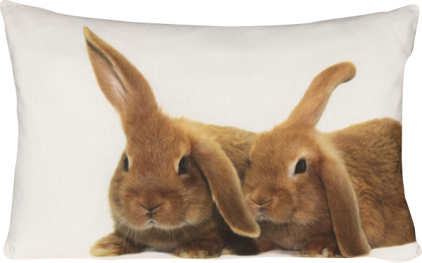 Kissenhülle BUNNY FRIENDS in braun aus Mischgewebe
