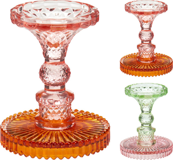 Kerzenhalter in mehrfarbig aus Glas