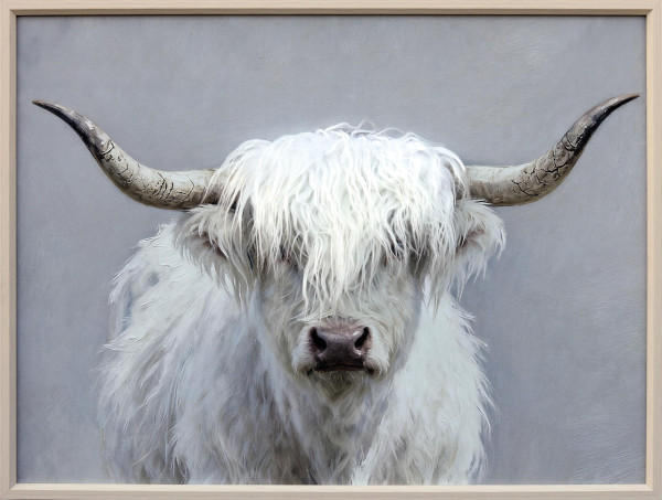 Leinwandbild FLUFFY LONGHORN in beige aus Holz