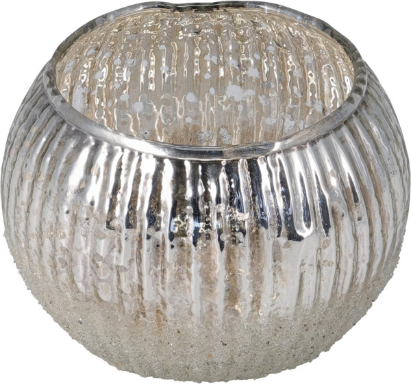 Teelichthalter SILVER in silberfarben aus Glas