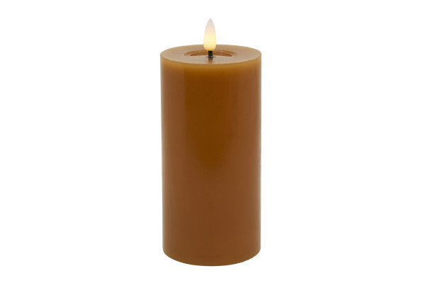Stumpenkerze LED BASIC in Caramel aus Wachs