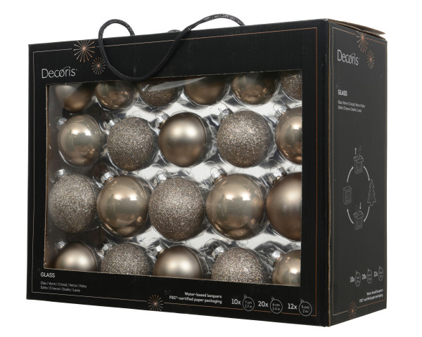 Weihnachtskugel-Box MAXI RAUCHPERLE in grau aus Glas