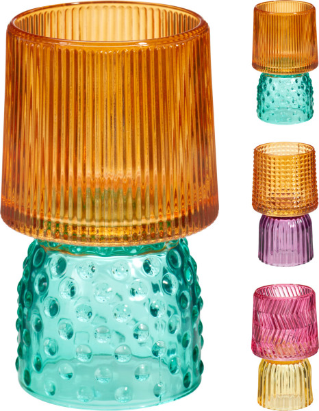 Teelichthalter in mehrfarbig aus Glas