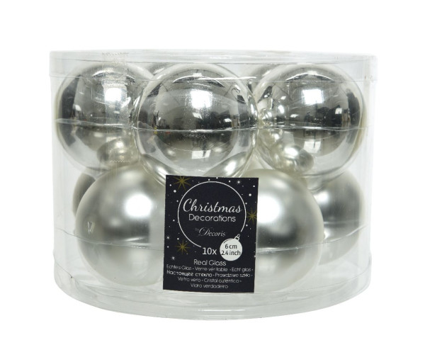 Weihnachtskugel-Box SILBER in silberfarben aus Glas