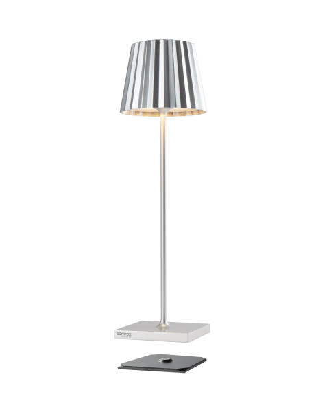 Tischleuchte TROLL RC in silberfarben aus Aluminium