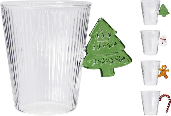 Henkelbecher XMAS in klar aus Glas