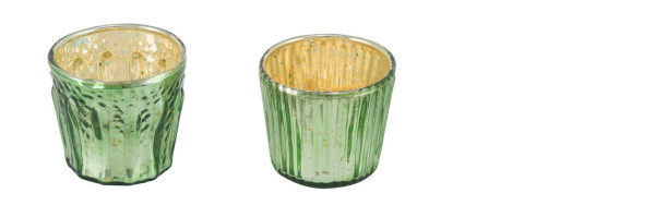 Teelichthalter in grün aus Glas