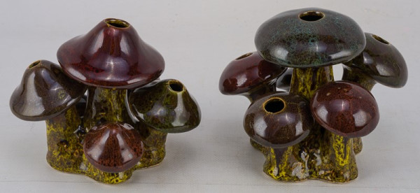 Vase PILZE in braun aus Steingut