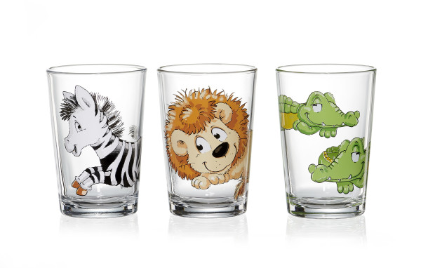 Trinkglas-Set HAPPY ZOO in klar aus Glas