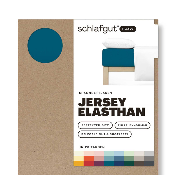 Spannbettlaken EASY Jersey in petrol aus Mischgewebe