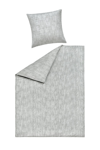 Bettwäsche WANDA Satin in silberfarben aus Baumwolle