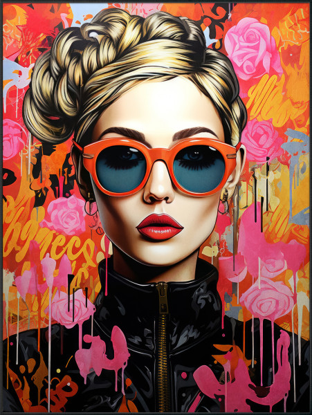 Bild LADY POP ART in bunt aus Holz