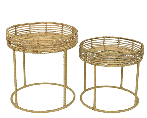 Beistelltisch in beige aus Rattan