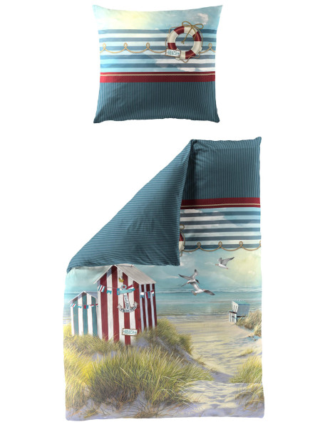 Bettwäsche Mako-Satin marine aus Baumwolle