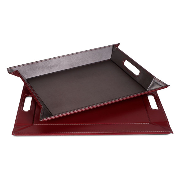 Tablett FREEFORM in burgund aus Kunstleder
