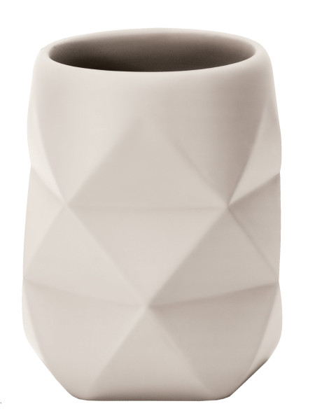 Zahnputzbecher CRACKLE in beige aus Polyresin