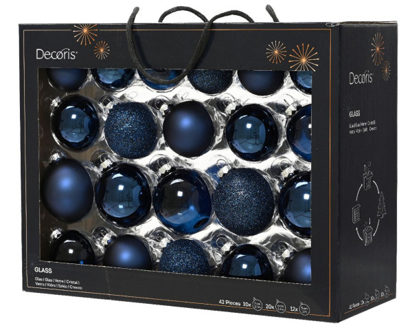 Weihnachtskugel-Box MAXI NACHTBLAU in blau aus Glas
