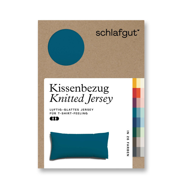 Kissenbezug Knitted Jersey in petrol aus Mischgewebe