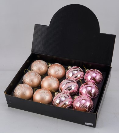 Weihnachtskugel in rosa aus Glas