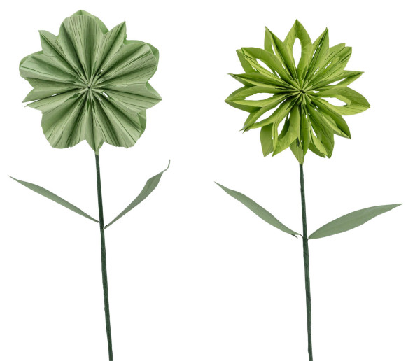 Blume am Stiel in grün aus Papier