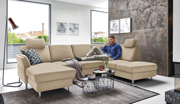 Wohnlandschaft SYSTEMPOLSTER ZAZOU in ecru aus Stoff