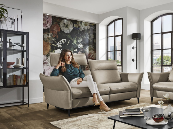 Sofa Rolf Weber 2,5 Sitzer HOJA in grau aus Leder