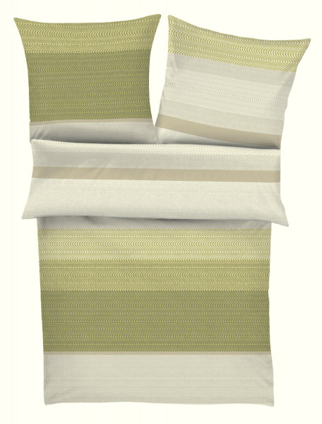Bettwäsche Satin s.Oliver in beige/grün aus Baumwolle