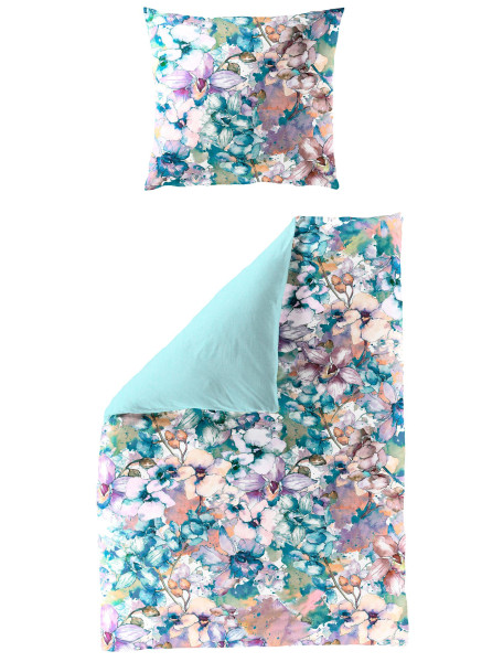 Bettwäsche Mako-Satin bunt in bunt aus Baumwolle