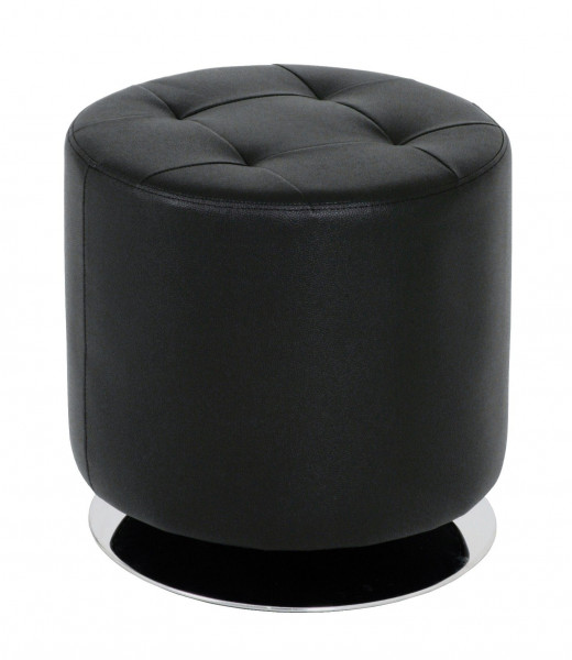 Hocker in chrom/schwarz aus Kunstleder