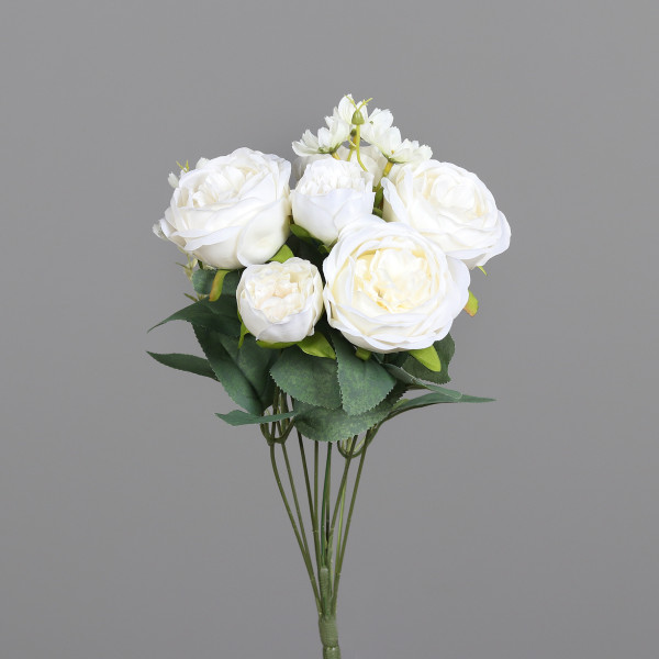 Kunstblume ROSEN-BOUQUET in weiß aus Kunststoff