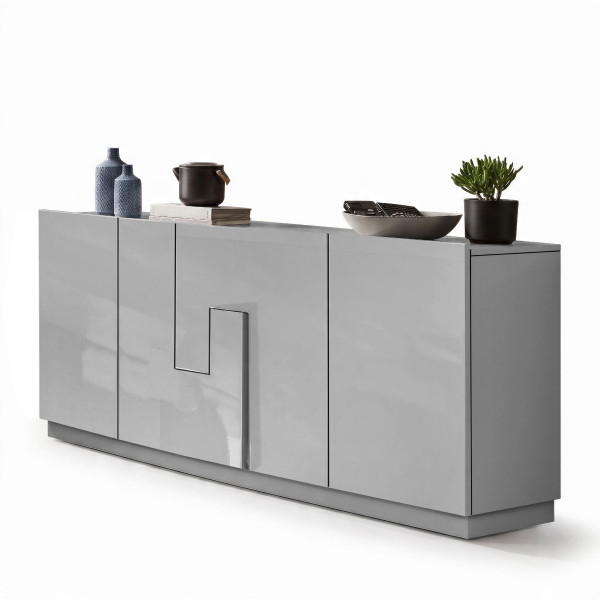 Sideboard ZEFERINO COMO in aschgrau aus Lack Hochglanz