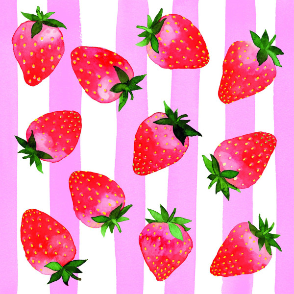 Servietten STRAWBERRY & STIPES in bunt aus Papier
