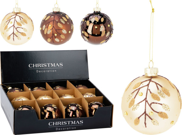 Weihnachtskugel ZWEIGE in braun aus Glas