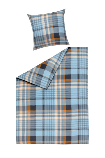 Bettwäsche RENATA Satin in rauchblau aus Baumwolle