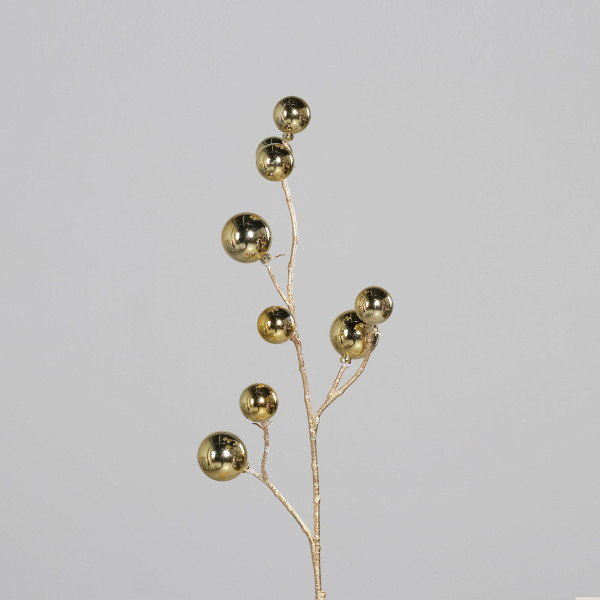 Weihnachtskugel-Zweig in goldfarben aus Kunststoff