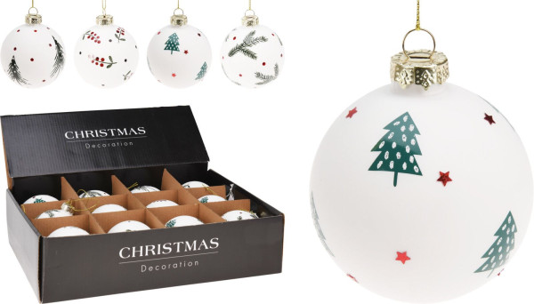 Weihnachtskugel in weiß aus Glas