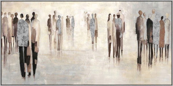Gemälde PEOPLE in beige aus Holz