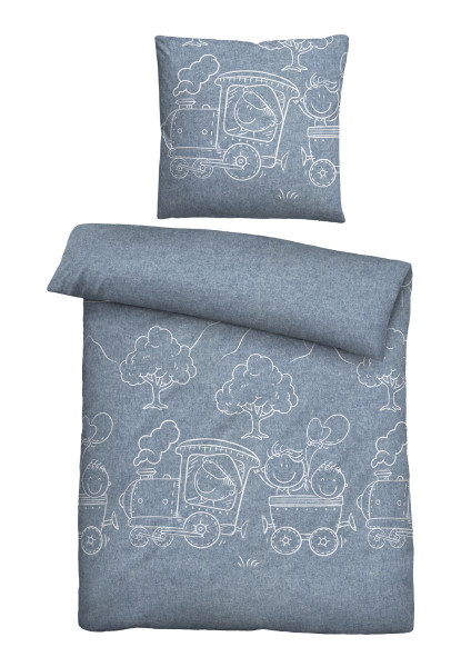 Bettwäsche Flanell in blau aus Baumwolle