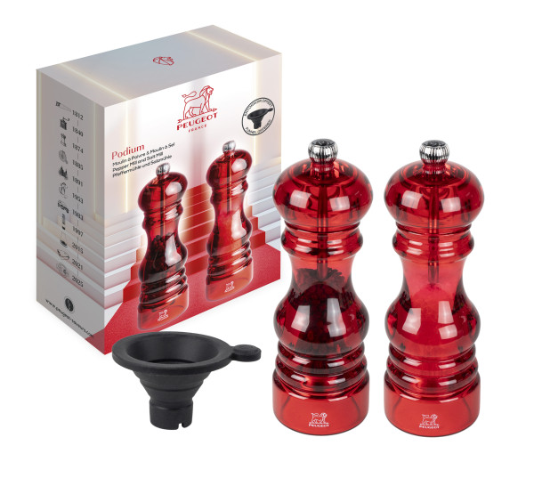 Pfeffer-/Salzmühlen-Set PODIUM in rot aus Acryl