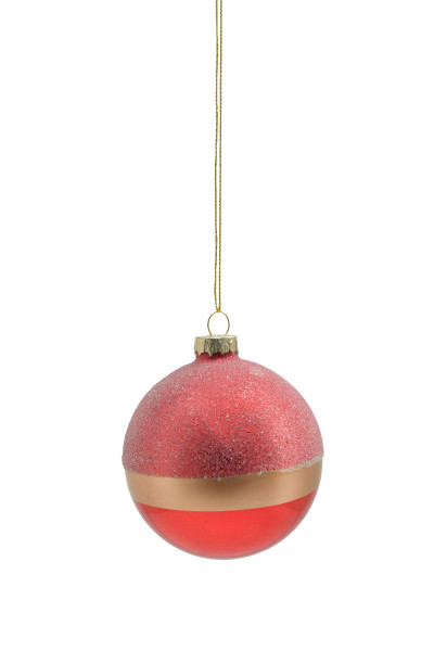 Weihnachtskugel GOLDEN STRIPE in rot aus Glas