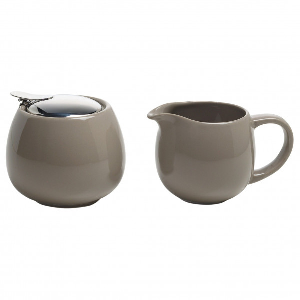 Milch und Zucker Set Taupe (LBH 13x8,5x8,5 cm)