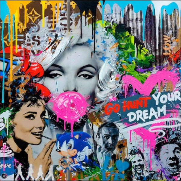 Aludibondbild GRAFFITI MARYLIN in mehrfarbig aus Metall