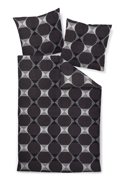 Bettwäsche J. D. Mako-Satin in anthrazit aus Baumwolle