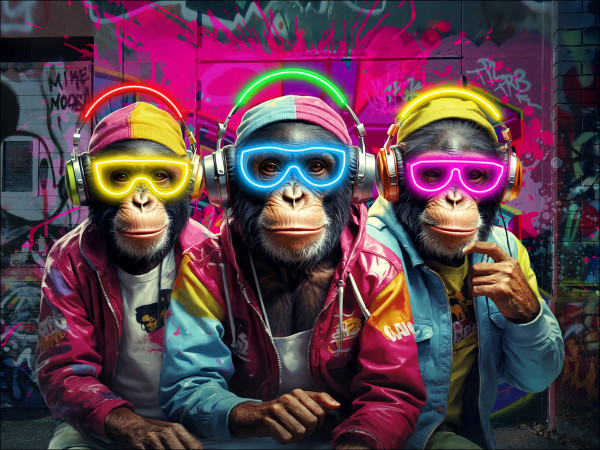 Keilrahmenbild MONKEY GANG II in mehrfarbig aus Holz