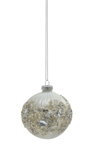 Weihnachtskugel PEARLS in silberfarben aus Glas