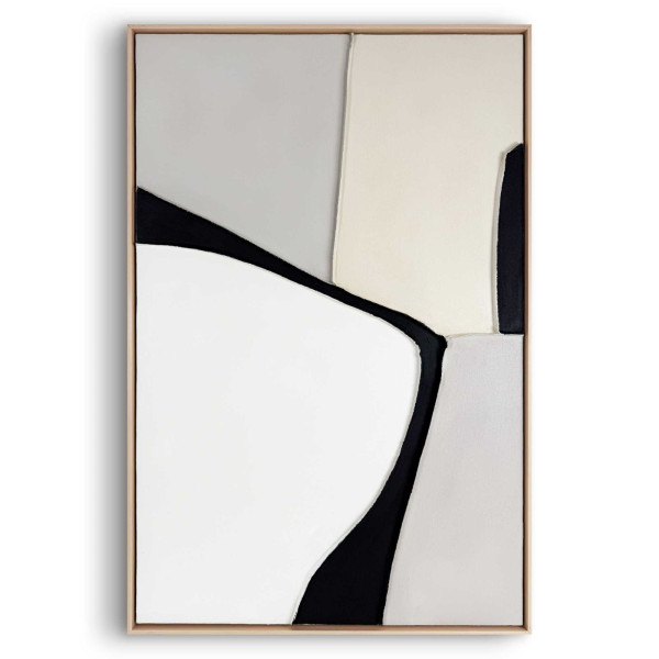 Reliefbild LINIEN in schwarz/weiß aus Materialmix