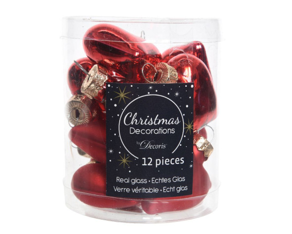 Weihnachtskugel-Box Herzen WEIHNACHTSROT in rot aus Glas