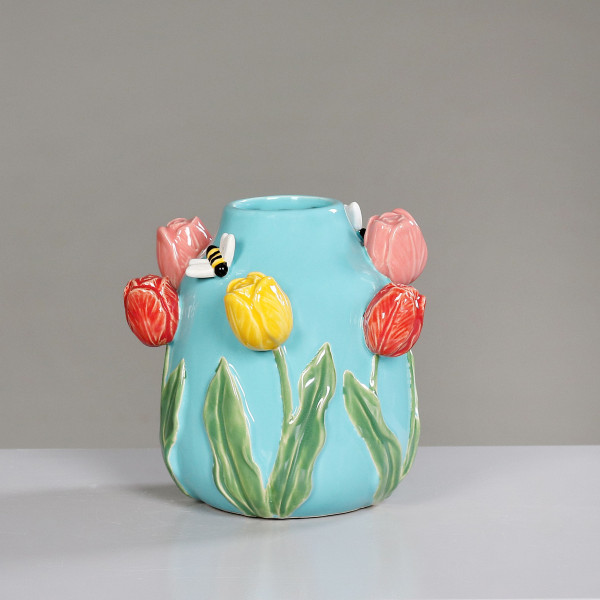 Vase in blau aus Keramik