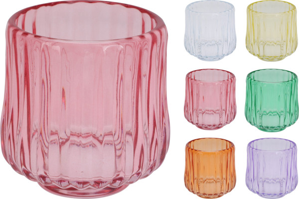 Teelichthalter in mehrfarbig aus Glas